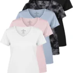 Real Essentials Women's 5-Pack Dry-Fit V-Neck Tees: Moisture