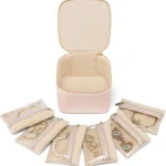 Vlando Jewelry Box Organizer: 6 Velvet Zipper Pouch Travel Case with Premium Petal Hardware for Earrings, Rings, and Necklaces