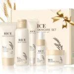 Korean Beauty 5-Piece Rice Skincare Set: Cleanser, Toner, Serum, Cream & Eye Cream for Glass Skin & Glowing Complexion