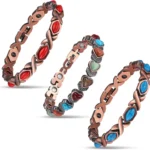 Magnetic Copper Bracelet Set for Women with Natural Turquoise Stones