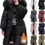 Women's Lightweight Waterproof Puffer Coat with Fur Hood