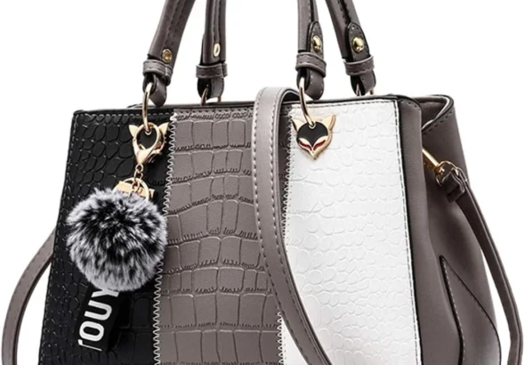 Nicole & Doris Women's Top Handle Crossbody Bag with Detachable Pompom Keychain, Fashion Shoulder Bag for Women