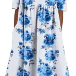 Women's Floral Maxi Dress with Pockets: Short Sleeve Boho Summer Dress for Beach & Daily Wear