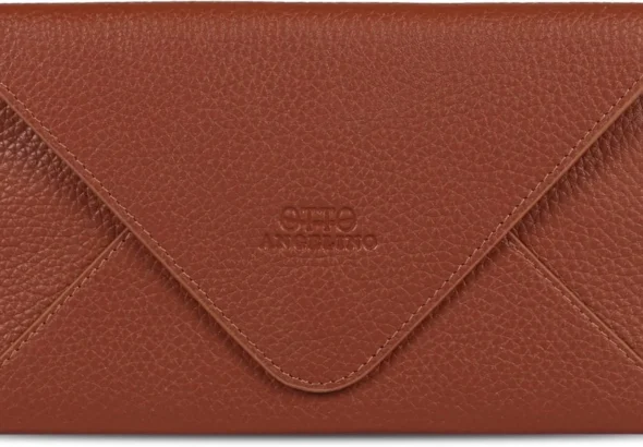 Otto Angelino Slim Leather Wallet Clutch with RFID Blocking