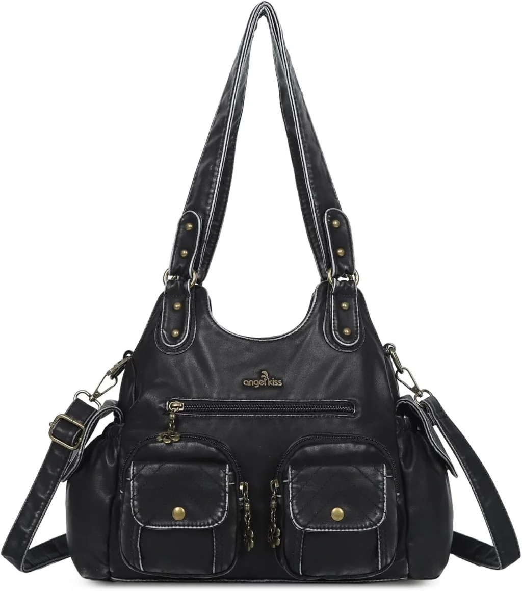 Angel Kiss Women's Large Tote Hobo Bag: Soft PU Leather Multi