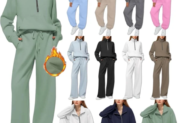 Women's Oversized Half Zip Tracksuit Set