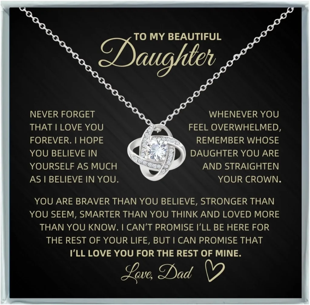 Father Daughter Necklace with Heartfelt Message