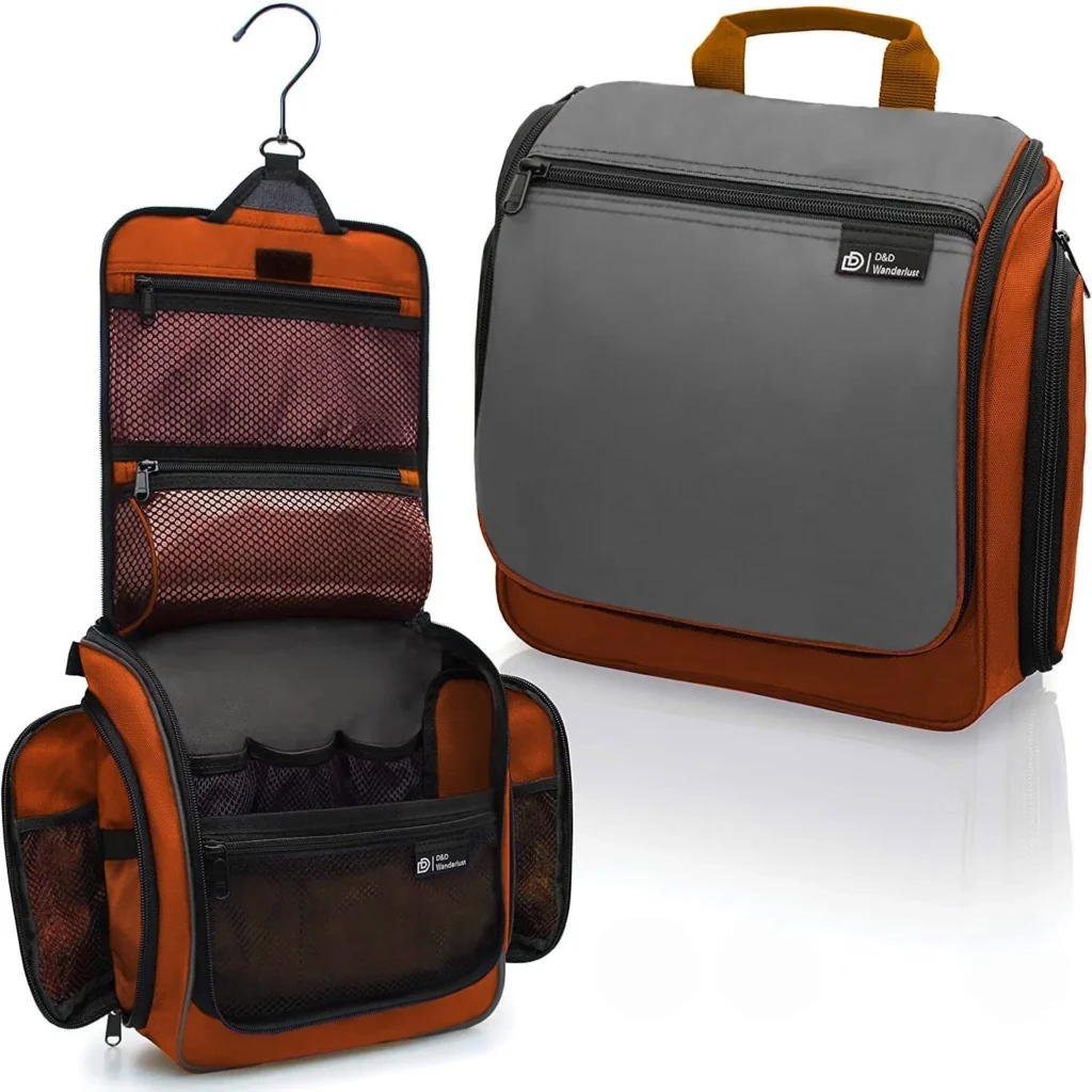 Large Travel Toiletry Bag with 10 Compartments, Water-Resistant Hanging Organizer for Men and Women