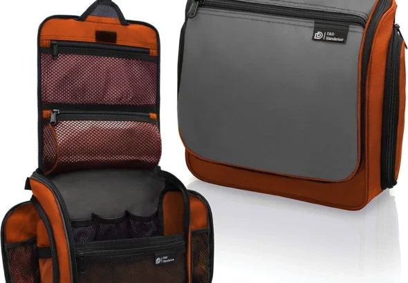 Large Travel Toiletry Bag with 10 Compartments, Water-Resistant Hanging Organizer for Men and Women