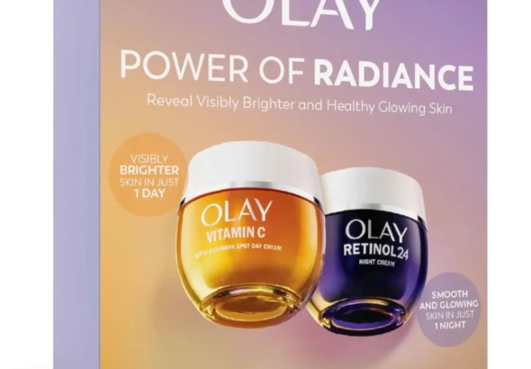 Olay Power of Radiance Gift Set: Vitamin C SPF 30 Day Cream & Retinol 24 Night Cream for Dark Spots & Brightening Glow