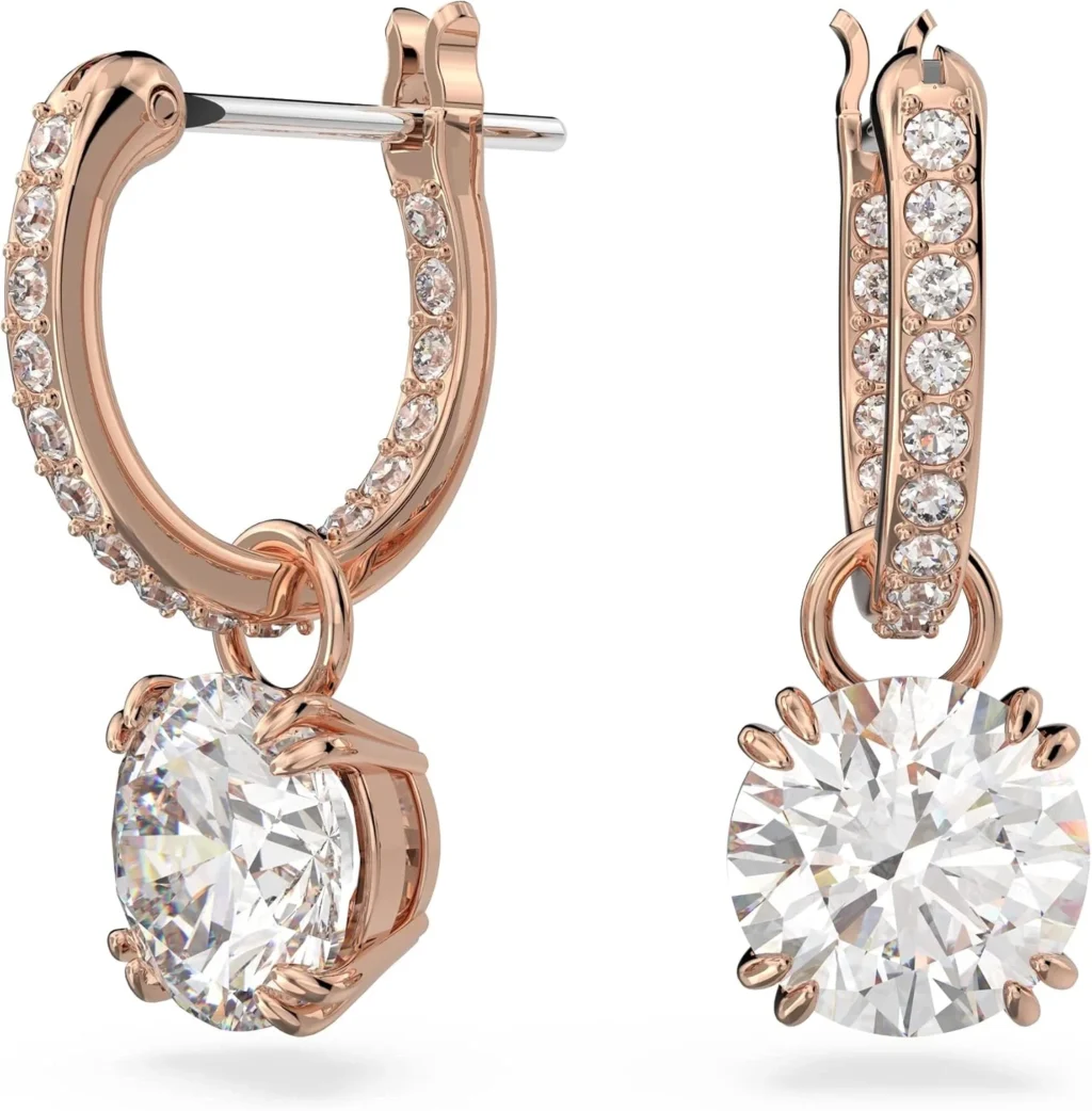 Swarovski Stilla Round White Crystal Drop Earrings for Women