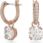 Swarovski Stilla Round White Crystal Drop Earrings for Women