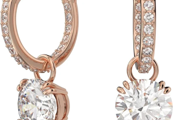 Swarovski Stilla Round White Crystal Drop Earrings for Women