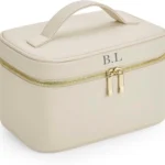 Personalized Leather Makeup Bag with Custom Initials