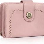 Leather Wallet for Women: RFID Blocking Bifold with Wrist Strap, Zipper Coin Pocket, and Multiple Card Slots