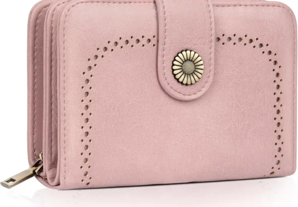 Leather Wallet for Women: RFID Blocking Bifold with Wrist Strap, Zipper Coin Pocket, and Multiple Card Slots