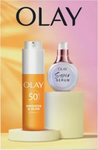 Olay Vitamin C SPF50 Gift Set: Brightening Serum & Moisturizer with Niacinamide and Collagen for Glowing Skin