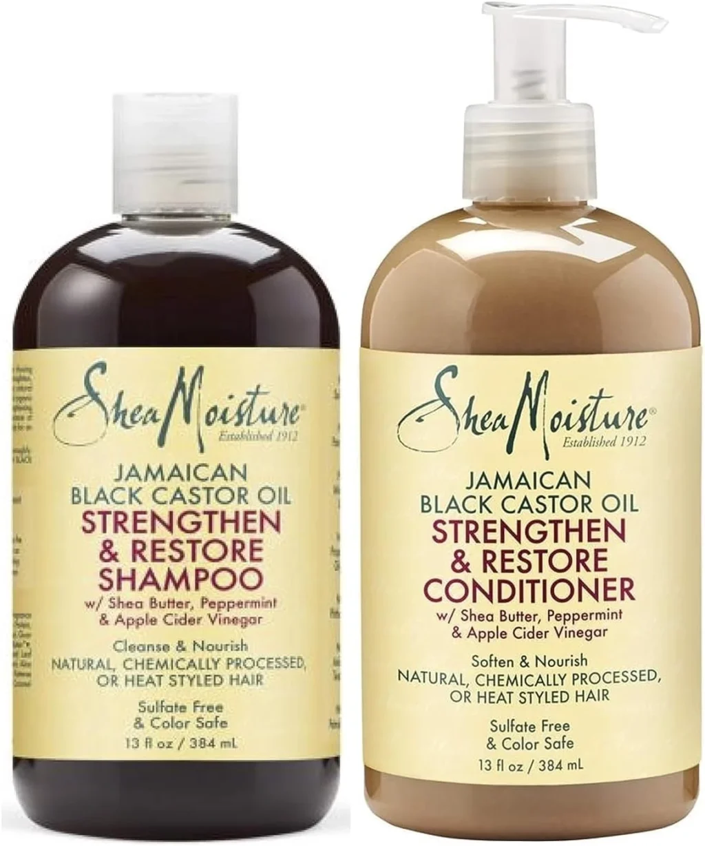 Shea Moisture Jamaican Black Castor Oil Shampoo and Conditioner Set for Hair Growth, Repair and Moisture