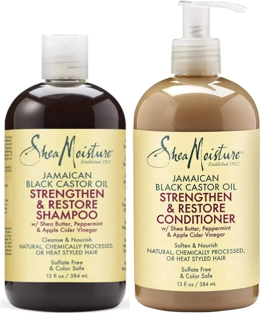 Shea Moisture Jamaican Black Castor Oil Shampoo and Conditioner Set for Hair Growth, Repair and Moisture