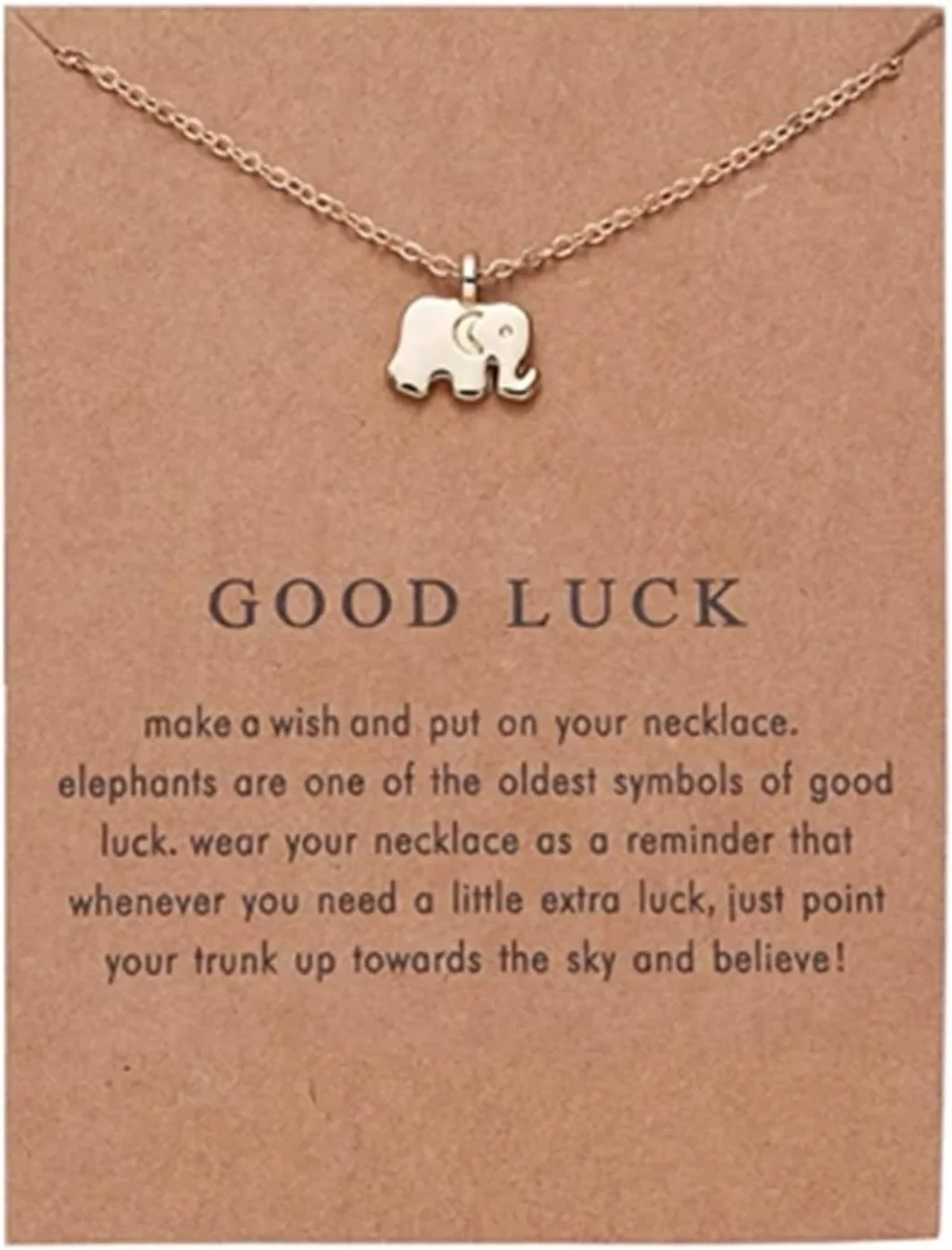 Gold Tone Elephant Pendant Necklace for Good Luck and Friendship