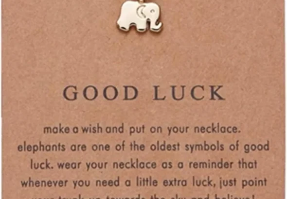 Gold Tone Elephant Pendant Necklace for Good Luck and Friendship