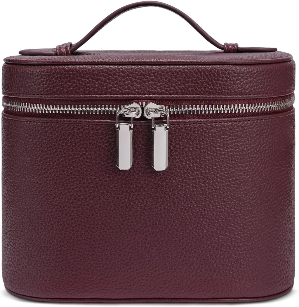 Travel Makeup Bag with Compartments and Handle
