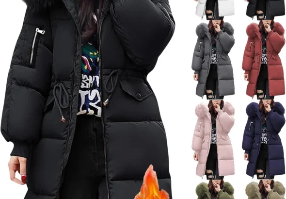 Women's Quilted Down Puffer Coat with Fur Hood