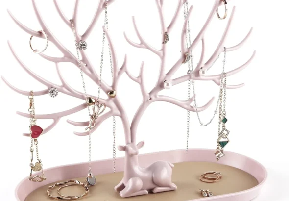 Antler Jewelry Display Stand with Hanging Tree Tower Rack for Rings, Earrings, Necklaces, and Bracelets