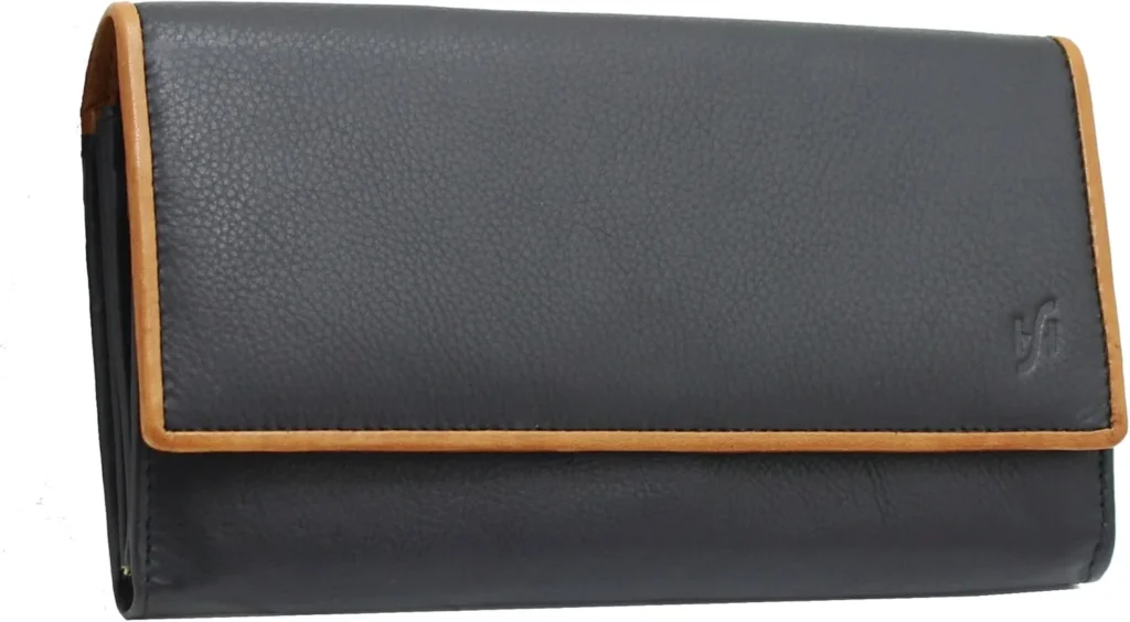 STARHIDE Women's RFID Blocking Leather Long Flap Crossbody Purse with Credit Card Slots