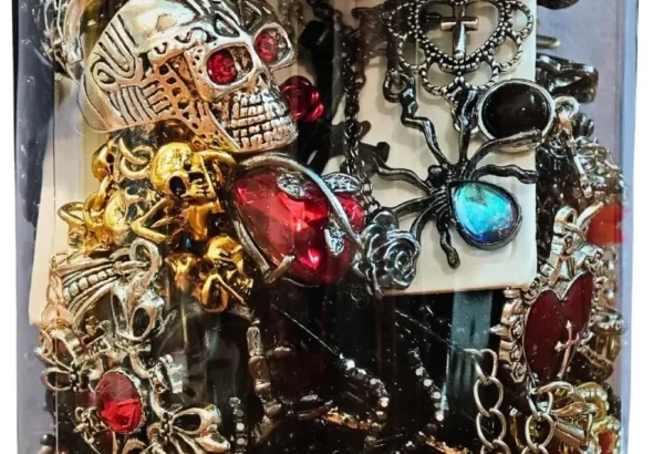 Gothic Jewelry Gift Set: Witchy Mystery Jewelry Jar with Necklace, Earrings, Ring, Bracelet, and Brooch for Unique Birthday and Anniversary Gifts