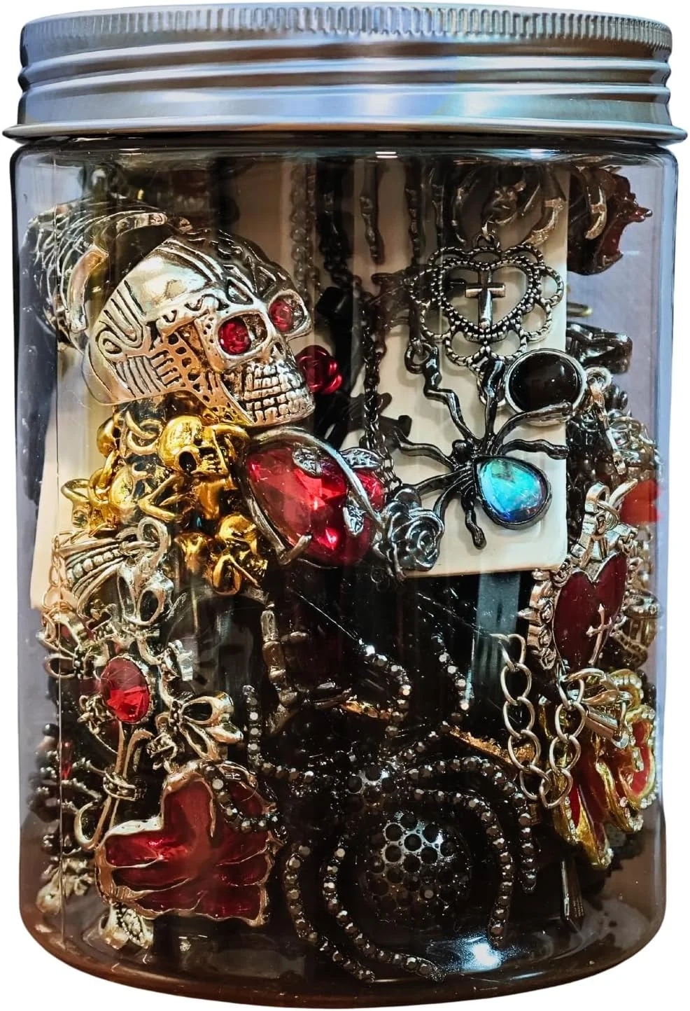 Gothic Jewelry Gift Set: Witchy Mystery Jewelry Jar with Necklace, Earrings, Ring, Bracelet, and Brooch for Unique Birthday and Anniversary Gifts