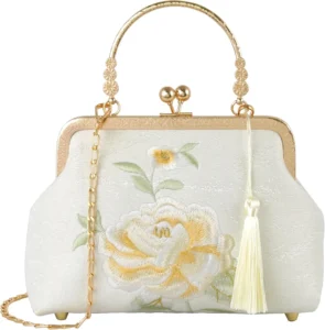 YeBon Chinese Style Crane Embroidered Evening Clutch: Retro Jacquard Shoulder Bag for Women