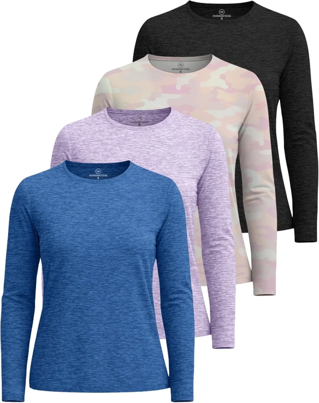 Women's Long-Sleeve Workout Shirts 4 Pack - Moisture Wicking Dry
