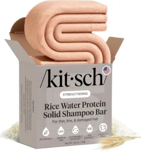 Kitsch Rice Water Shampoo Bar for Thinning Hair | Solid Bar Shampoo for Thickening, Strengthening & Moisturizing Hair