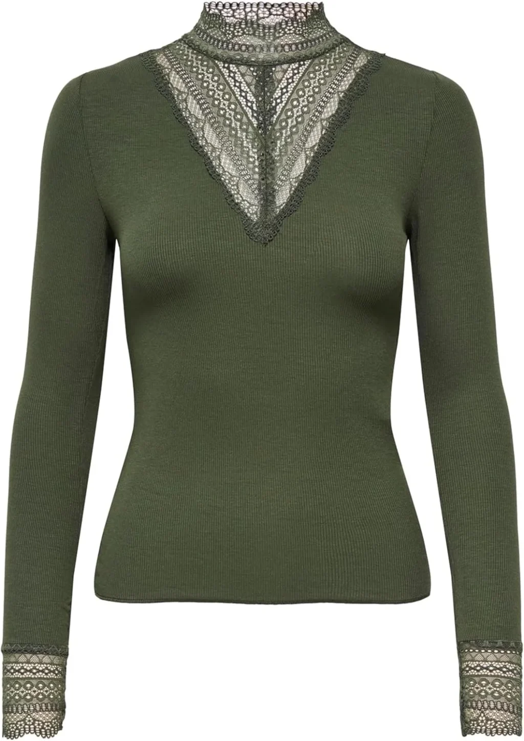 Women's Long Sleeve High Neck Lace Top