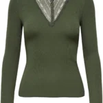 Women's Long Sleeve High Neck Lace Top