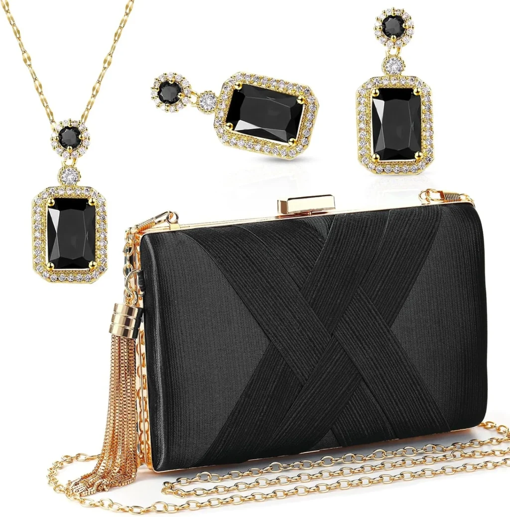 Vintage Jewelry Set with 3 Pc Clutch Purse for Women