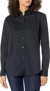 Amazon Essentials Women's Classic Long-Sleeve Poplin Button