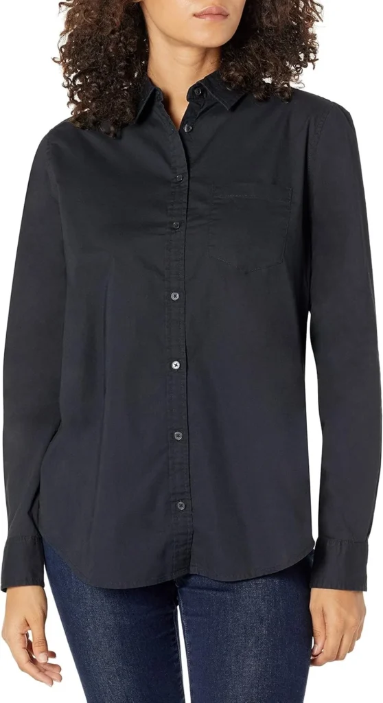 Amazon Essentials Women's Classic Long-Sleeve Poplin Button