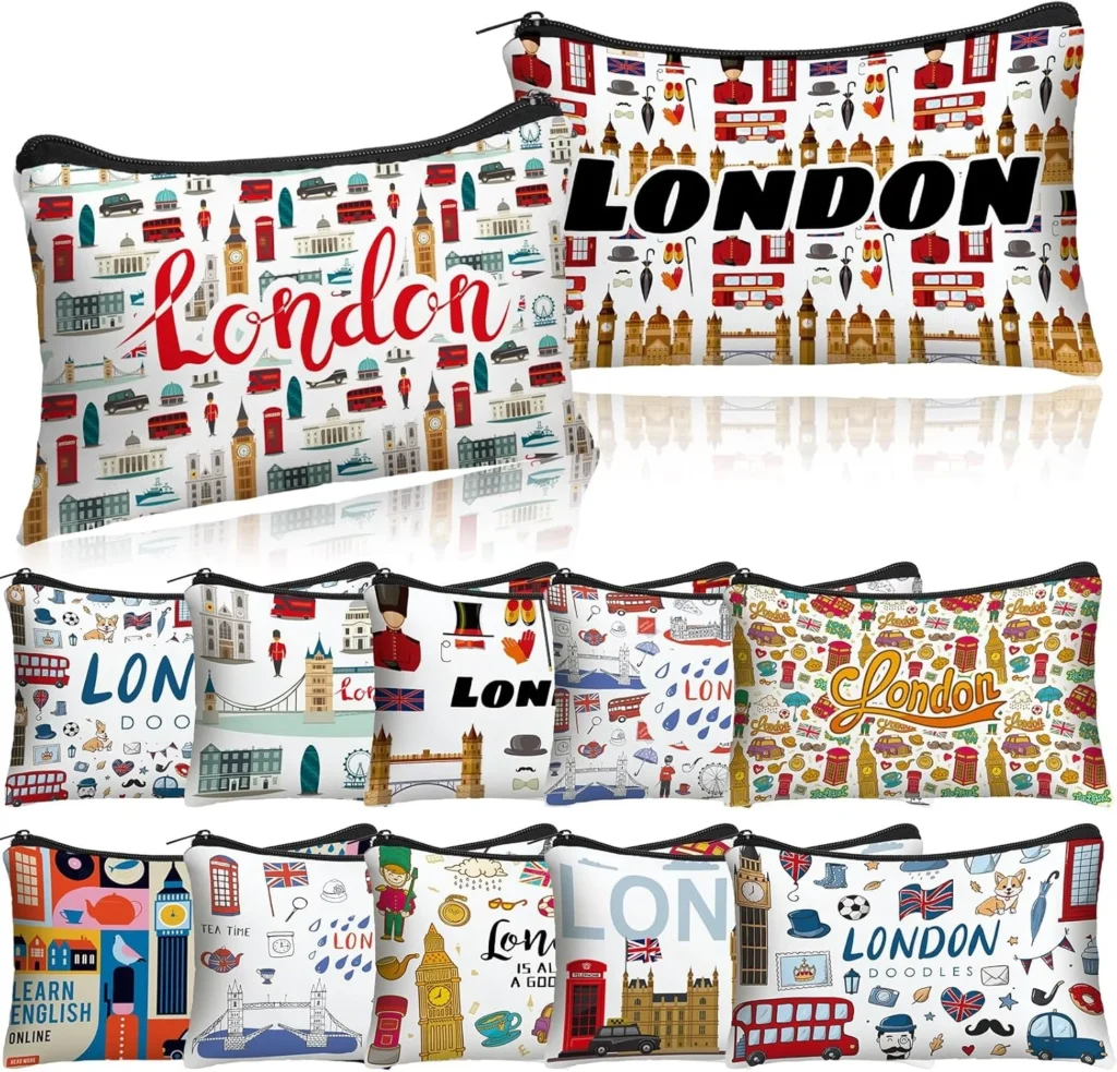 Reginary 12 Pack Cosmetic Bag Set in Bright Colors