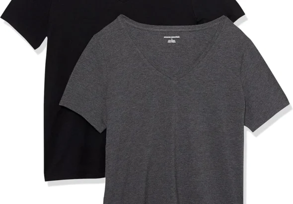 Amazon Essentials Women's Plus Size V-Neck T-Shirt Multipack: Soft, Essential Short