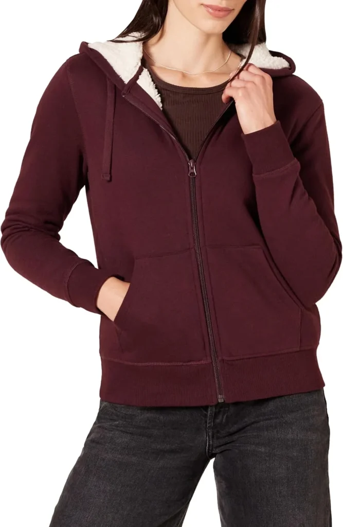 Cozy Amazon Essentials Women's Sherpa-Lined Fleece Jacket with Hood