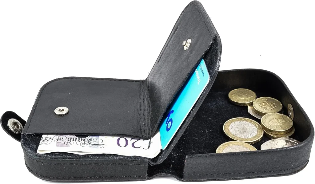 Leather Coin Tray Wallet for Women and Men