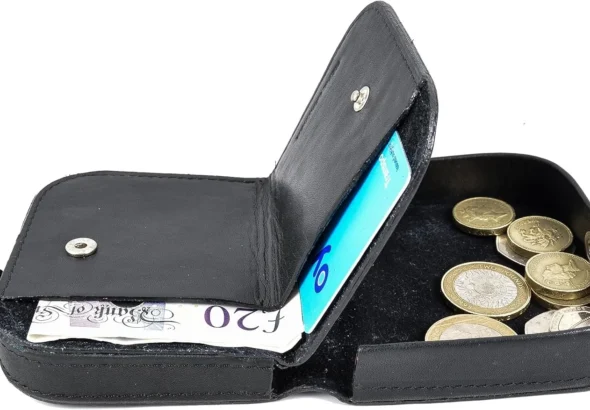 Leather Coin Tray Wallet for Women and Men