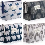 4 Piece Canvas Makeup Bag Set for Travel