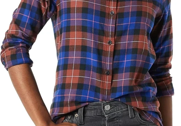 Amazon Essentials Women's Lightweight Plaid Flannel Shirt