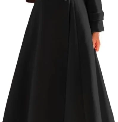 Mywinway Long Wool Coats for Women Fall Winter Double Breasted Peacoat Jackets Maxi Trendy Trench Coat