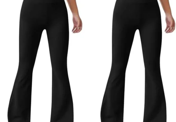 Flared Trousers for Women 2 Pack High Waist Bootcut Pants