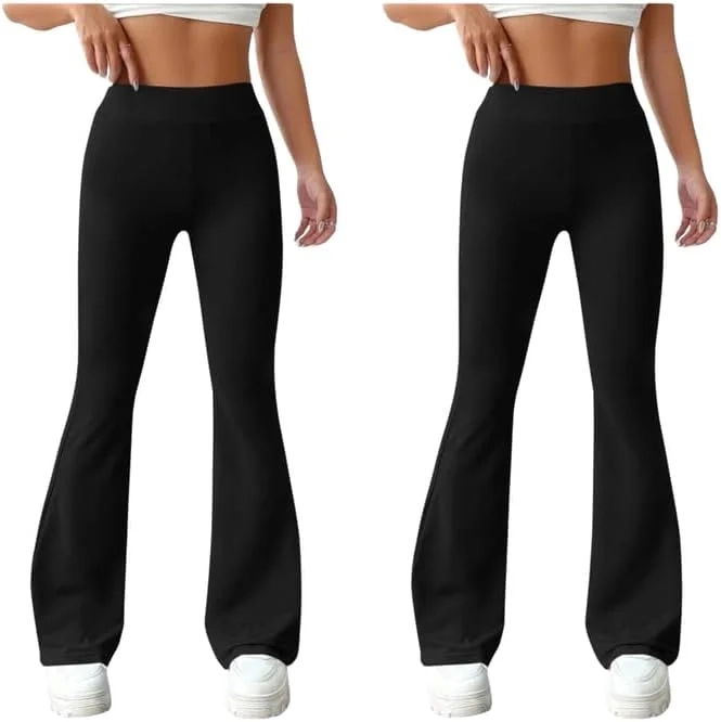 Flared Trousers for Women 2 Pack High Waist Bootcut Pants