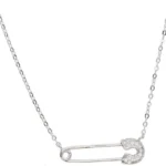 Delicate 925 Sterling Silver Charm Dainty Paper Clip Paved Small Crystal Necklace Safety Pin For Women Girls